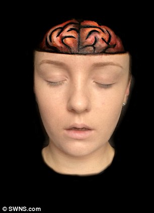 Brainy: Miss Maines' creates a brain on her forehead