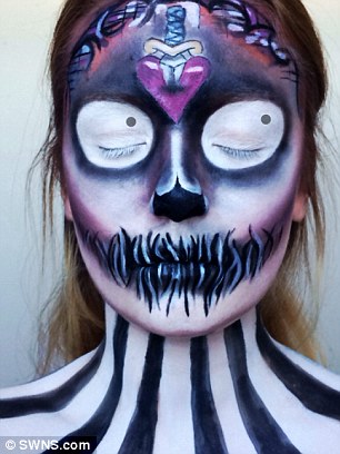 Ghoulish: Miss Maines shows off an intricate zombie design