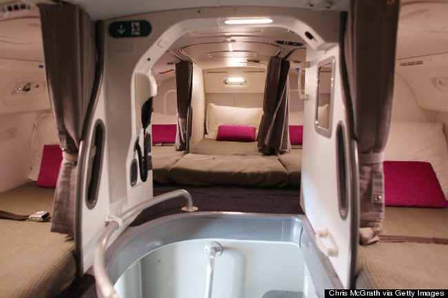 The Boeing 787 Dreamliner comes with these cozy nooks for flight attendants.
