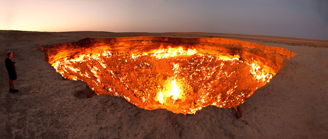 10.) There is a cave of natural gas in Turkmenistan known as the "Door to Hell." In 1971, scientists lit the cave on fire expecting it to burn for a few days. It's still burning.