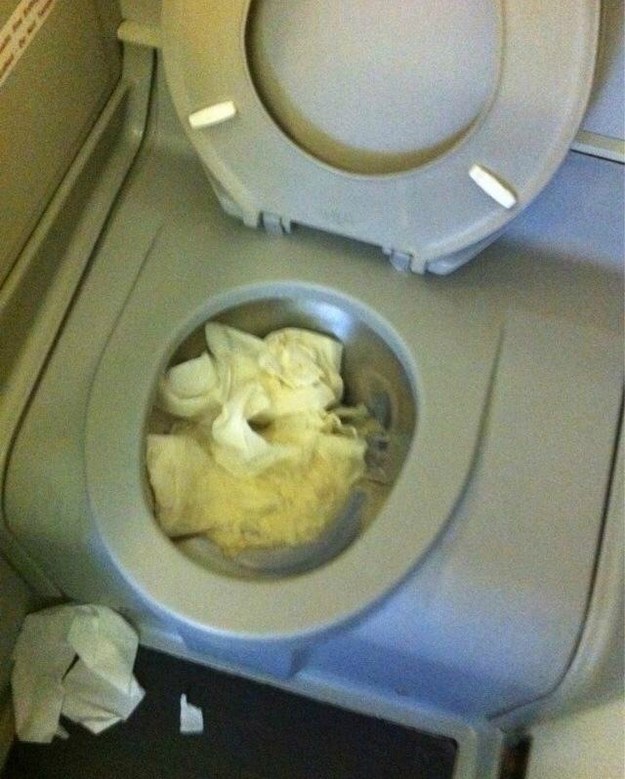 這位乘客可能不懂怎麼上廁所...