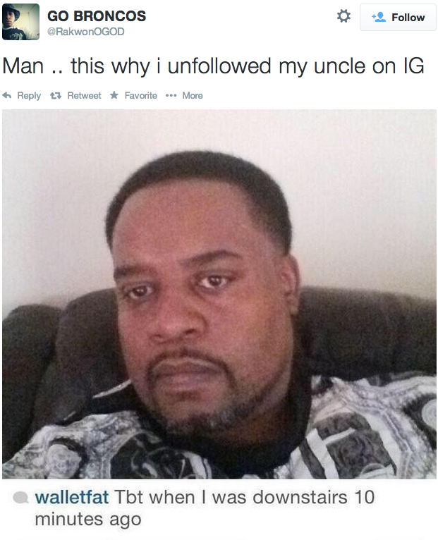 And, of course, the ultimate warning sign: The Random Uncle Selfie: