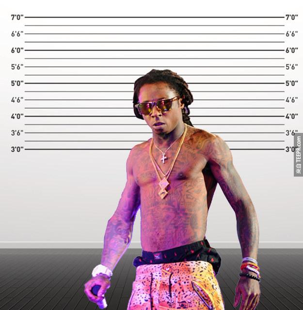 6. 小韋恩(Lil Wayne)：身高168cm