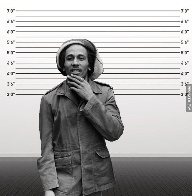 22. 巴布·馬利(Bob Marley)：身高170cm