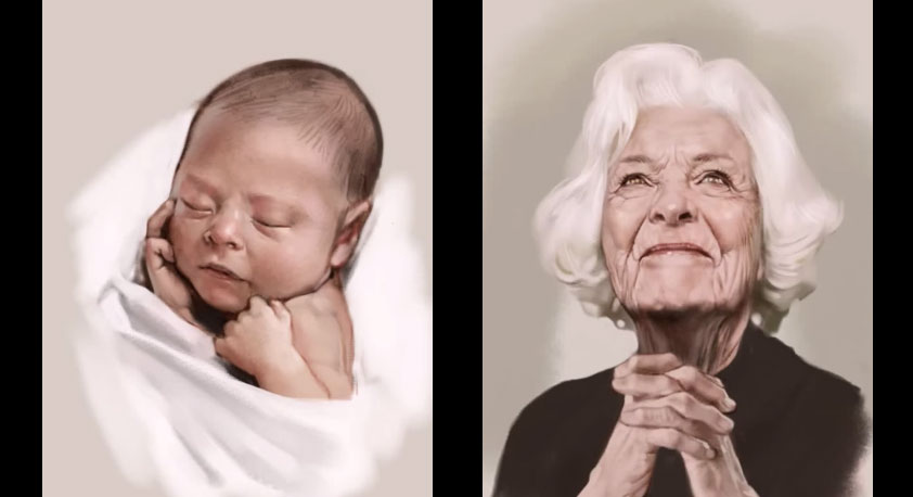 這個畫家不間斷的把一名女性從幼兒畫到老年
