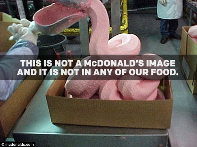 关于网路盛传的麦克鸡块「粉红色肉渣」谣言，在麦当劳的网站中，他们也否认使用了「粉红色肉渣」制作麦克鸡块，麦当劳表示：「这是一个网路上的迷思，而我们也不知道这样的图片是从哪来的，但这不是我们的食物。这个照片不是我们制作麦克鸡块的方法，也不是制作我们任何产品的方式。」