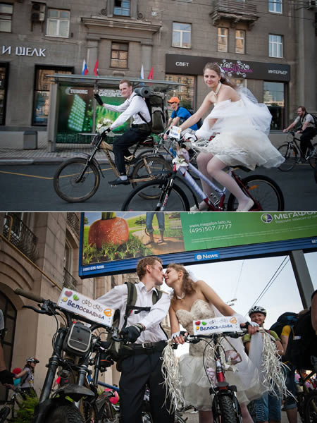 8. 這對俄羅斯的情侶，決定要一邊其腳踏車，一切結婚。