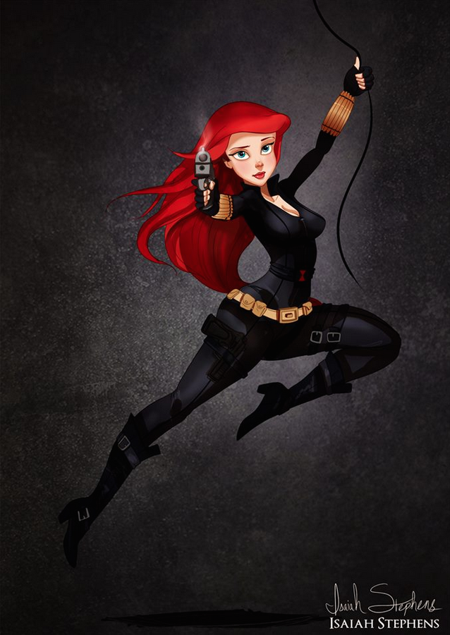 《小美人魚》愛麗兒 扮演《復仇者聯盟》的黑寡婦 (Ariel from The Little Mermaid as Black Widow from The Avengers)