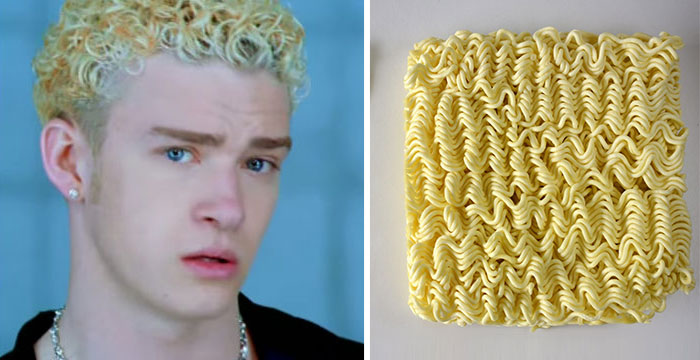 1. 賈斯汀·提姆布萊克 (Justin Timberlake) 早期的髮型 vs. 泡麵