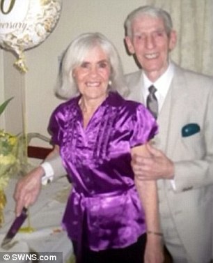 Devoted couple: George Pitman, 77,  pictured with his wife Pat,77, died of a broken heart within hours of his spouse