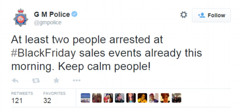 有警察寫推特短文說，早上已經有兩個人被逮捕了，然後請求大家要保持冷靜。