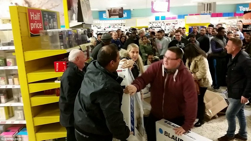 The disagreement was just one of many which unfolded in Tesco stores across the country as shoppers desperately tried to get their hands on some of the Black Friday bargains 