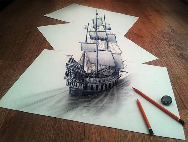 纸上的船。