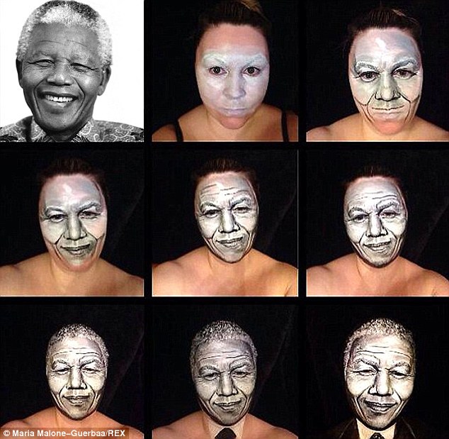 One of Maria's most successful transformations was into the late Nelson Mandela