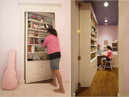 5.) Hidden Bedroom Behind Bookcase