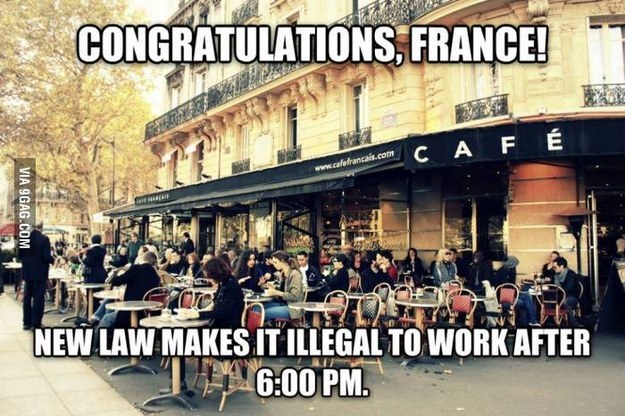 16. 法国才没有禁止晚上六点以后工作。