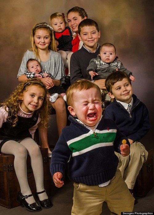 family photo gone wrong crying