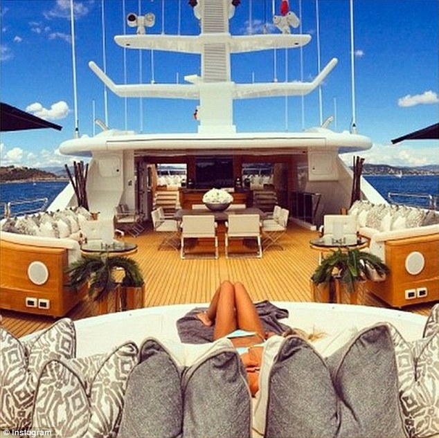 Interior shot: Followers of this star were treated to a view of the open-plan interior of her yacht