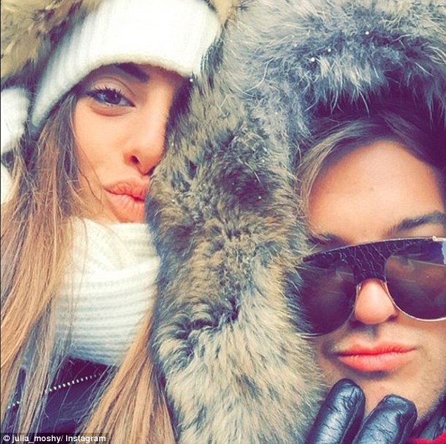 Baby it's cold outside: A prolific Rich Kid of Instagram wraps up in her furs on New Years Eve at a 5* luxury ski resort in Apsen