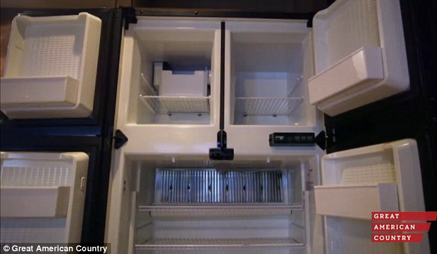 Plenty of room for snacks: The kitchen's built-in refrigerator is full size like the models you would find in a regular home, with four doors and a freezer 
