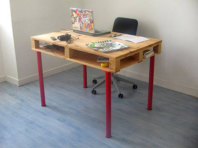 10.) If you need a desk, a wooden pallet can easily be modified so you have a place to get your work done.