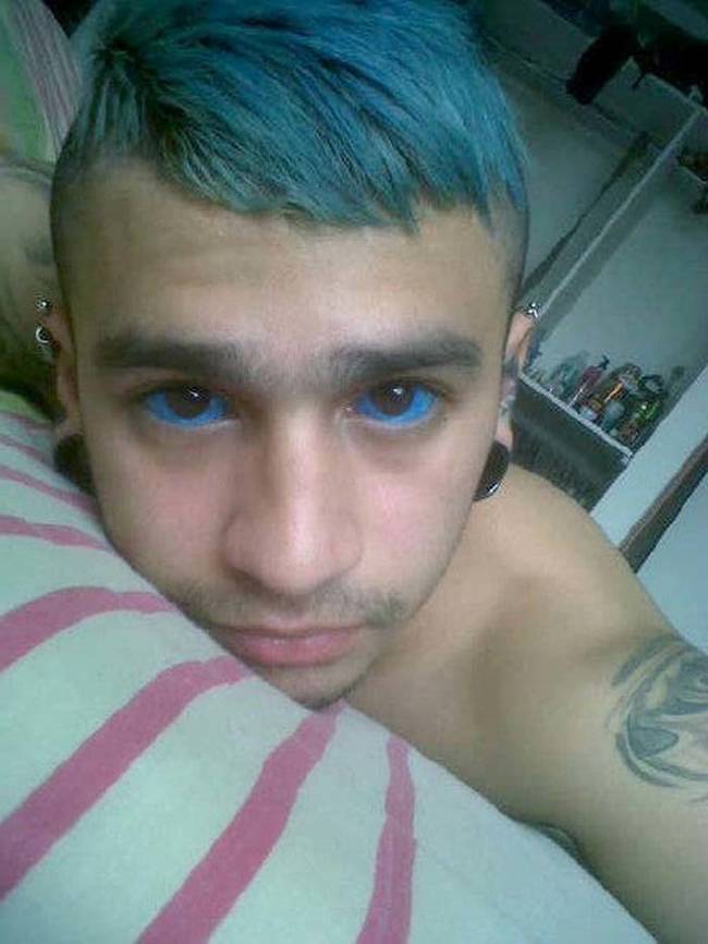 His eyes match his hair color.