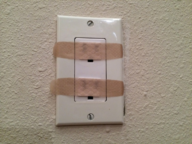 You can also MacGyver your own outlet covers with Band-Aids.