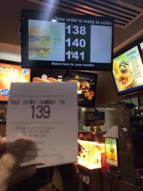 Life is this fast-food order.
