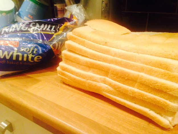 Horizontally sliced bread.