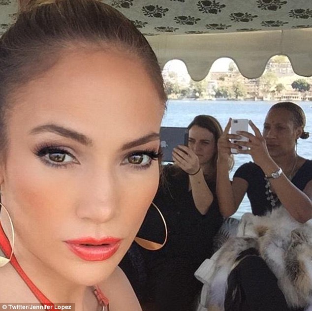 Selfie: Jennifer Lopez appears to have enjoyed her first trip to India, sharing this snap with her Instagram followers