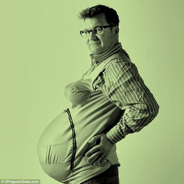 "My boobs, which at first were quite a pleasurable novelty, soon became about as welcome as a fart in a spacesuit," said Steve (pictured in his 'empathy belly')
