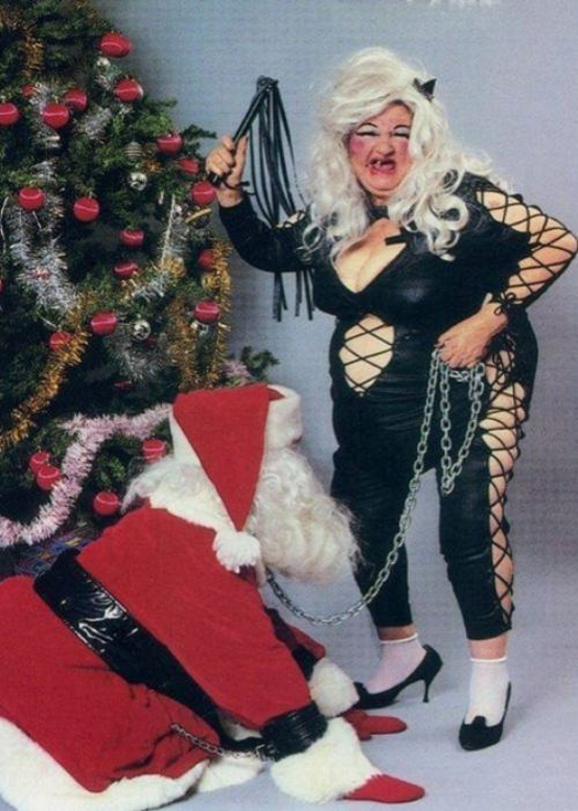 Ugly B & D Granny Whipping Santa ~ 26 Funny, Creepy Family Christmas Photos