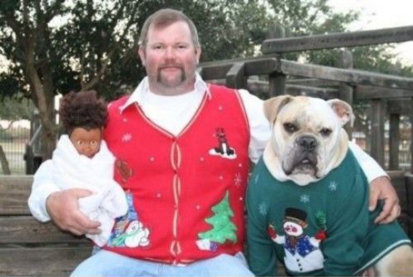 Man Dog Doll ~ 26 Funny, Creepy Family Christmas Photos