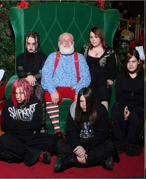 Goth Kids Santa's Lap ~ 26 Funny, Creepy Family Christmas Picss