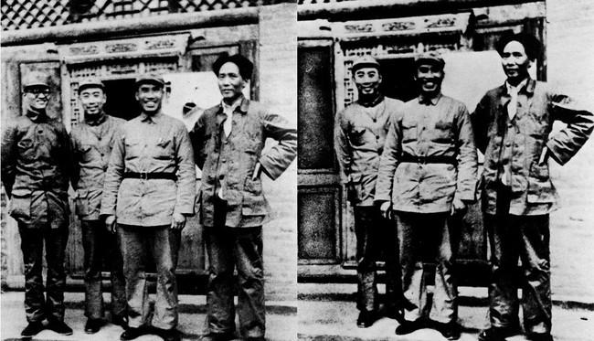 Senior leader of the Chinese Communist Party Bo Gu was removed from this photograph after having a falling out with founding father of the People's Republic of China, Mao Zedong.