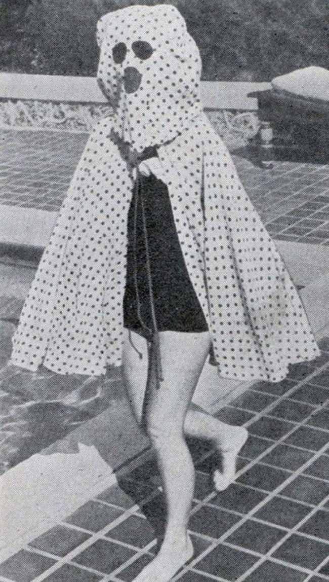 Before there was sunscreen there was the "Freckleproof Cape." The cape was worn to protect against the sun's rays. Some models even had built in sunglasses like the one pictured below.