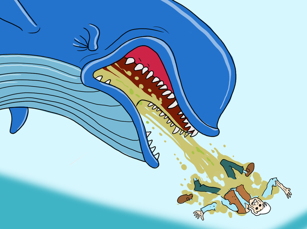 Geppetto from Pinocchio would be dismembered when he's swallowed by Monstro the whale.