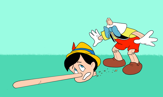 Pinocchio's head would snap off after he told 13 lies.