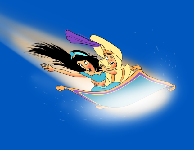 Aladdin and Jasmine's faces would burn off during their romantic magic carpet ride, according to the laws of physics.