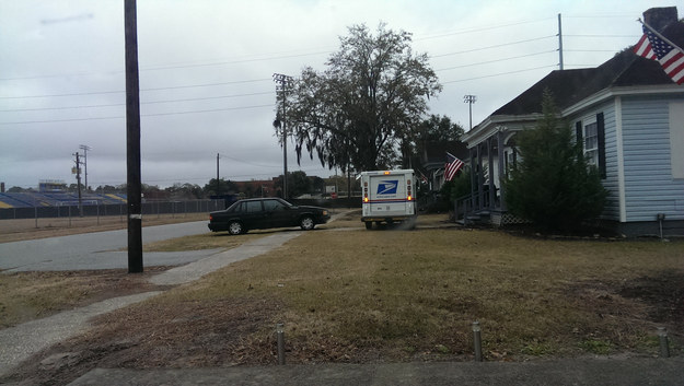 This mail carrier who was not about to walk that long driveway.