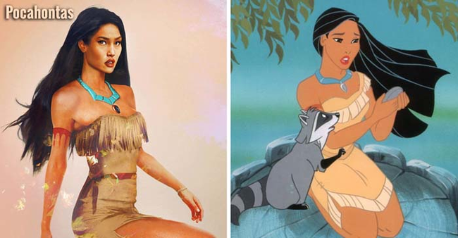 Pocahontas is really depicted with a super model type of face, that's a bit awkward cause she is 14