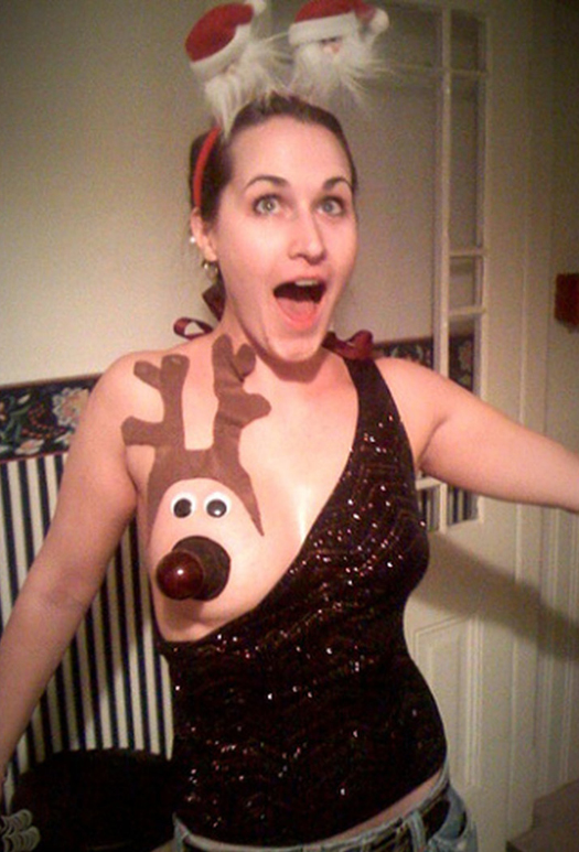 Reindeer Boob Woman ~ 26 Funny, Creepy Family Christmas Photos