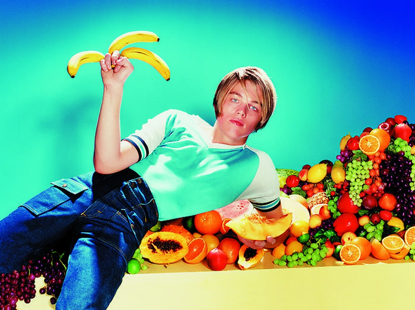 Leonardo DiCaprio's awkward pose with a banana.