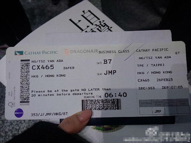 Her ticket showed she had a jump seat in business class, which can be offered to the family of crew members