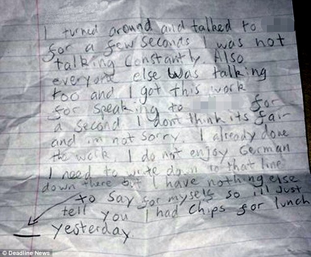 一位苏格兰亚伯丁 (Aberdeen) 13岁的小男孩，在因为上德文课讲话时被老师骂，写了一封 (旁人看起来应该会相当滑稽) 义正辞严的信给老师。