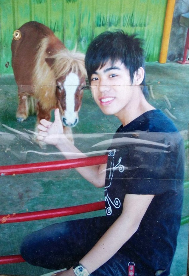 Before the accident: Chen poses with a pony before a car accident left him with very little memory