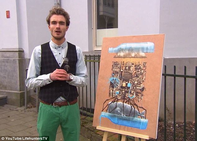 Funny guys: A group of Dutch YouTube jokers took a £7 print from IKEA and placed it in the Museum for Modern Art in Arnhem