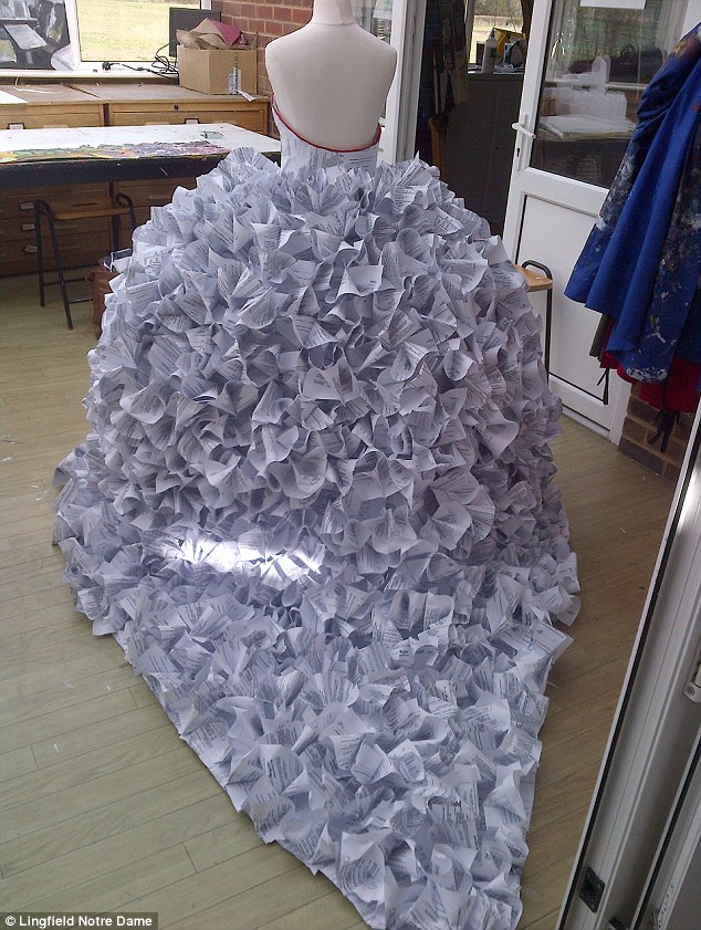 Demi, a student at Lingfield Notre Dame School in Surrey, designed the dress to represent the notion that too many people rush into getting married and end up getting divorced