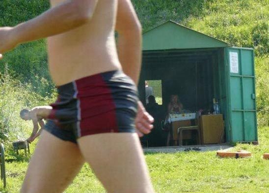 Are you happy to see me, or is that a man popping out of your shorts?