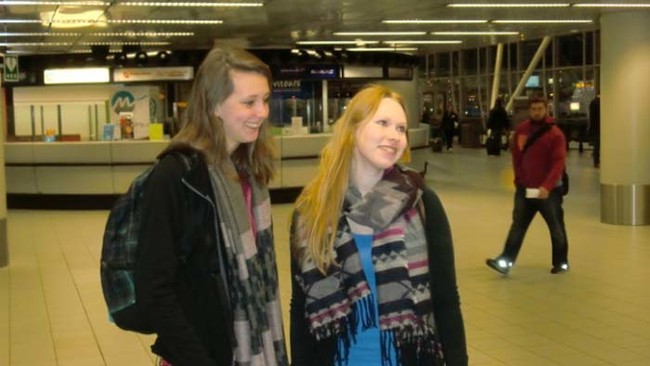 This photo was taken at the airport in Amsterdam right before their flight.